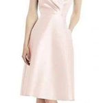 Alfred Sung NWT Draped Faux Wrap Cocktail Dress With Pockets Blush Size 0 D777 Photo 0