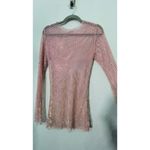Free People NEW  Women's Pink Filter Finish Long Sleeve Metallic Mesh Size Small Photo 15
