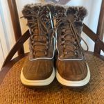 Lands End brown genuine leather faux fur winter boots 6.5 Photo 2