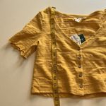 Roxy  Uncomplicated Mind Button Front Stripe Tee Ochre Beachy Yarn, Small, NWT Photo 8