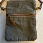 MYRA CROSSBODY BAG DARK GREY/BLUE CANVAS WITH TAN LEATHER TRIM ADJUSTABLE STRAP Gray Photo 4