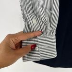 Madewell Mixed Media Sweater Dress Cotton V Neck Striped Long Sleeve Preppy Photo 4