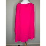Line and Dot Hot PInk Pleat Swing Dress Peasant Drawstring Neckline Long Sleeves Sz Medium Photo 1