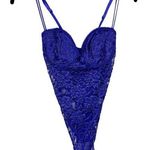 Victoria's Secret Vtg Victoria’s Secret Gold Label High Cut Lace Teddy Sz 34B Purple Intimates Photo 0