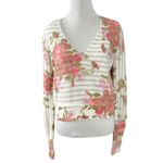 Free People Bed Of Roses Sweater Dainty Cottage Floral V Neck Size Small Photo 5