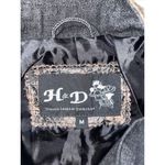 H & D collection distressed Denim cotton and leather women Moto‎ jacket Sz M Black Size M Photo 2