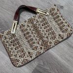 Vintage Brown Pattern Woven Purse Hand Bag Clutch Photo 0