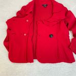 Alfani Merino Wool Ruffle Collar Double Button Red Button-Up Knit Sweater Sophisticated Photo 6