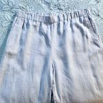Eileen Fisher  Organic Linen Wide Leg Pull-On Pants – Light Silver Blue Sz L💛 Photo 3