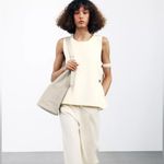 ZARA NWT  Knit Cream Waistcoat w/ Side Gold Buttons Size Small Photo 3