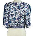 Joie  Medium Crop Top Boho Floral Balloon Sleeves Keyhole Neck Elastic Waist Blue Photo 4
