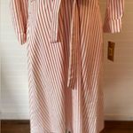 Daniel Cremieux Cremiux Red Stripe Modest Womens Belted Dress Photo 2