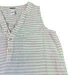Magaschoni White Taupe Stripe Sleeveless Shirt Top Blouse 100% Linen Size Small Photo 2