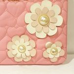 Betsey Johnson  Pink Clutch White Flowers and Pearls Appliqué Wristlet Photo 1