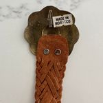 Anthropologie Vintage Moroccan Braided Leather Engraved Brass Buckle Belt in Camel Size Medium Photo 1