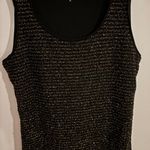Loft  Petite Tank Top Metallic Gold Sparkle Black Sleeveless Party‎ Photo 0