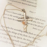 Flower Wrapped Sterling Silver Cross Two Toned Necklace Silver Photo 0