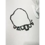 Geometric Statement Necklace Gunmetal Red‎ Gemstone Matinee 20 Inch Chunky Red Photo 4