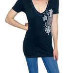 Affliction Vintage Y2K Live Fast Black Gem Rhinestone Cross Printed Tee Photo 0