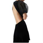 Bardot  Marina Black Velvet Backless Puff Sleeve Mini Dress Holiday Glam Party Photo 1