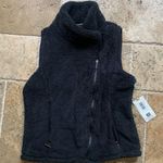 Mountain Khakis Wanderlust Fleece Vest M Zip Black Fuzzy Assymetric Moto Size M Photo 0