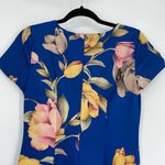 Adrianna Papell  Women's Blue Tulip Print‎ Scalloped Flounce Hem Dress Size US 6 Photo 4