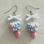 Charming Pink and Blue kawaii heart Earrings Photo 0