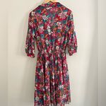 VINTAGE 70s Samuel Floral Boho Midi Dress – Cottagecore dagger collar Tropical Green Size M Photo 12