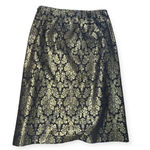Worthington Womens Skirt 4 Black Gold Metallic Baroque Midi A-Line Side Zip Photo 3