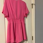 Pink Short Sleeve Romper with Tie Peep Hole Front Size L Photo 2