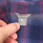 Eddie Bauer Womens Flannel Shirt Dress Belted Plaid Long Sleeve Blue Red Size 10 Photo 5