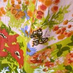 Vintage 60s Floral Butterfly Print Shirt Dress Midi High Neck Green Orange XL Photo 7