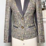 Trina Turk  Green Plaid Tweed Blazer Jacket Golden Eye 2 XS Photo 4