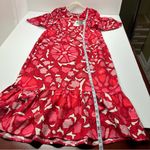 Rhode x Target Midi Red Floral‎ Linen Blend Bell Sleeve Dress Size 16 Summer NEW Photo 11