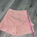 Lulus  NWT Our Summer Love Coral Pink Gingham Ruffled Skort S Photo 7