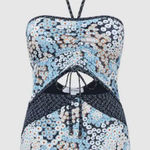 Reiss Megan printed cut out swimsuit baiting suit navy floral one piece size 10 Photo 0