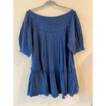 Free People  Mystery Land Tunic Medium Boho Cotton Top Dress Blue Flowy Photo 1