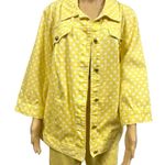 Christopher & Banks Set CJ Christopher Banks Yellow White Polka Dot Jean Jacket 2X Cropped Pants 14 Photo 2