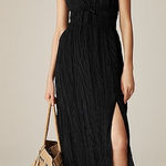 J.Crew Palermo Midi Dress in Viscose-blend Crinkle in Black Size XS NWT Photo 0