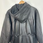 Vintage Middlebrook Park Genuine Leather Hooded‎ Jacket Drawstring Black Large Photo 6
