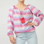 J.Crew  Peasant Top in Metallic Pastel Stripe NEW Photo 7