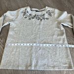 Ann Taylor  Sweatshirt Womens Medium Floral Embroidered Gray Photo 4