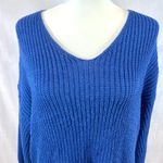 Ny Collection  blue cutout twist back knit sweater size large Photo 4