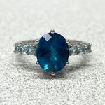 CID Clyde Duneier 10K White Gold Oval Blue London Topaz Ring Aquamarine Size 7 Photo 5