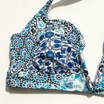 Kona Sol White Blue Patterned Bikini Top Adjustable Halter NWOT M Photo 3