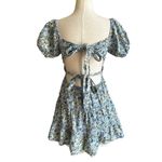 Altar'd State Blue Floral Lined Mini Babydoll Dress Women's Size Small | 27-1 Photo 1