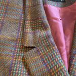 Vintage RARE Find Giorgio Sant’Angelo Tweed Plaid Pure Wool Blazer 12 *Flaw Purple Photo 7
