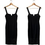 Good American  Sheer Mesh Midi Dress Women's 2 Medium Black Bodycon Party LBD Photo 3