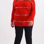 JM Collection  Sequin Stripe Long-Sleeve Sweater Red 2X NWT IN PACKAGE Photo 0