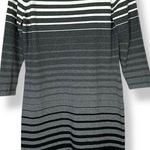 Ralph Lauren Sweater Dress Striped FLAWS Gray White Black Size Large 3/4 Sleeves Photo 0